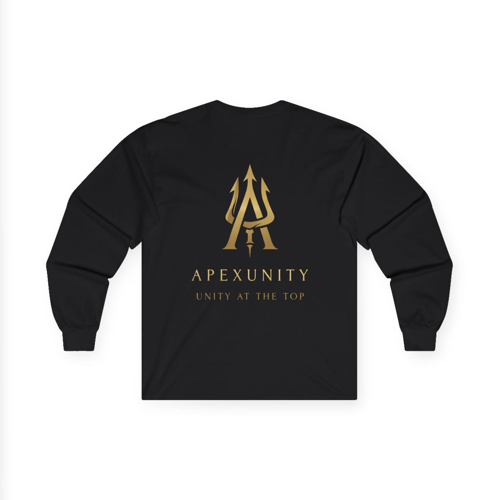 ApexUnity Long Sleeve Tee — ‘ApexUnity: Unity at the Top’ Gold Trident Logo (Copy)