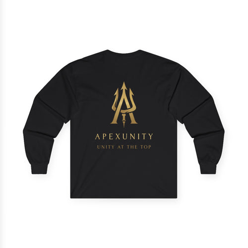 ApexUnity Long Sleeve Tee — ‘ApexUnity: Unity at the Top’ Gold Trident Logo (Copy)